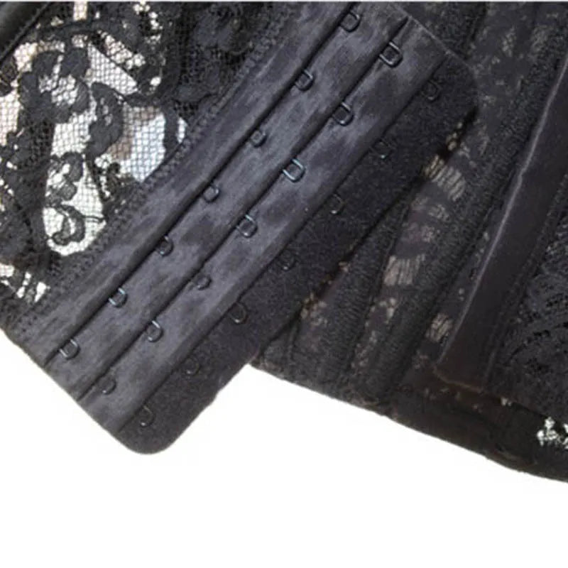 Embroidered Lace Corset for Women Black_Closure