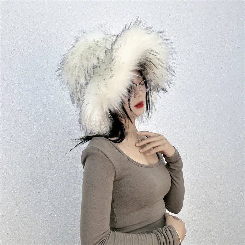 Snow Frost Faux Fur Bucket Hat | Rave Set