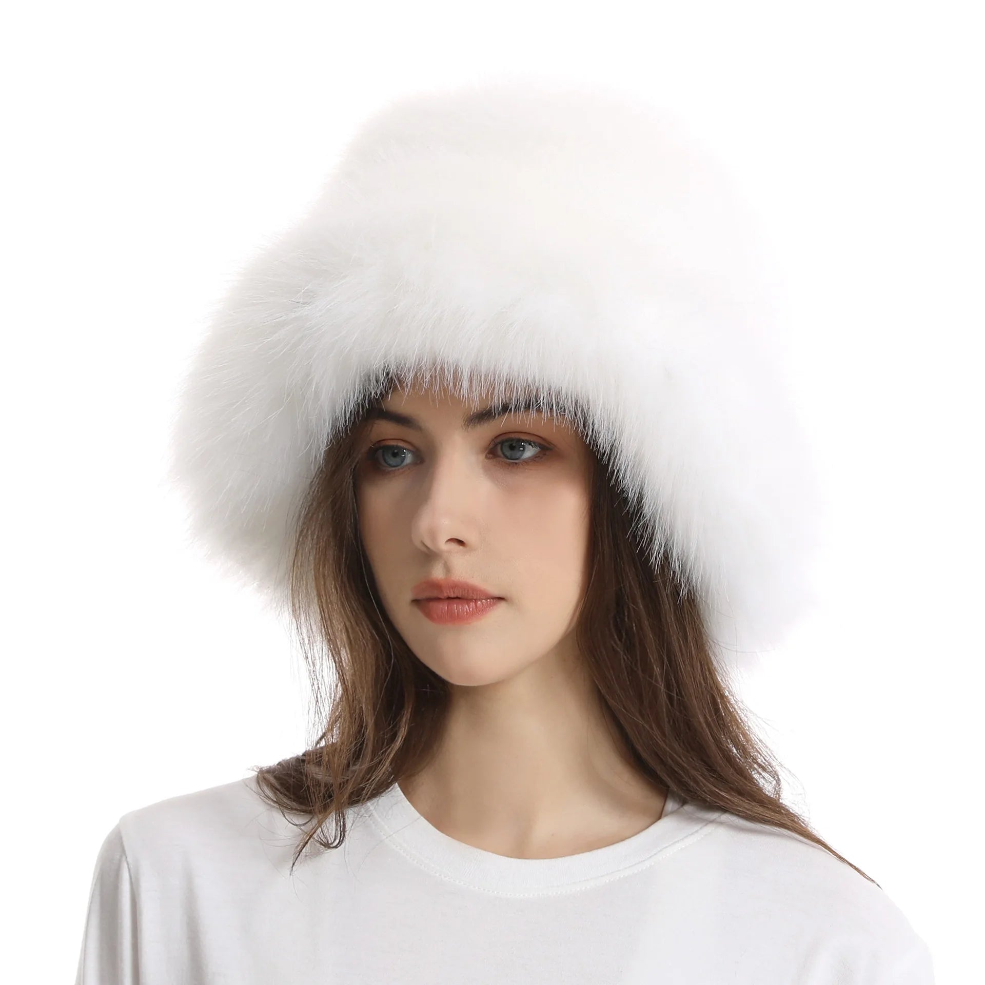 Snowveil Fluffy Plush Bucket Hat | Rave Set
