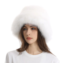 Snowveil Fluffy Plush Bucket Hat | Rave Set