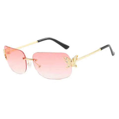 Blush Wing Pink Rimless Shades | Rave Set