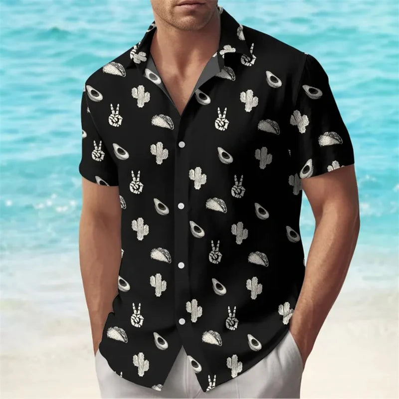 Men’s Desert Peace Cactus 3D Print Hawaiian Shirt | Rave Set