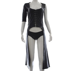 Glossy Hooded Long Coat Dress for Women_Front View