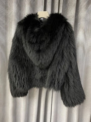 Velvet Shadow Hooded Faux Fur Jacket | Rave Set