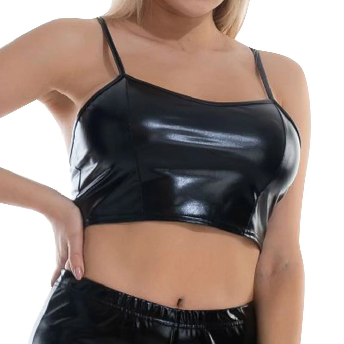 Midnight Gloss Reflective Crop Top | Rave Set
