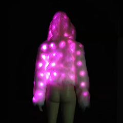 Luminous Faux Fur Hooded Coat for Women | Rave Set