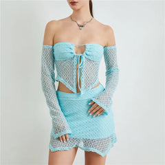 Blue Oasis Women’s 2pc Knit Skirt Set | Rave Set