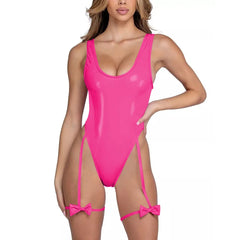 Neon Blush Bow Strap Bodysuit | Rave Set