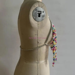 Starlit Beaded Drape Halter Top | Rave Set