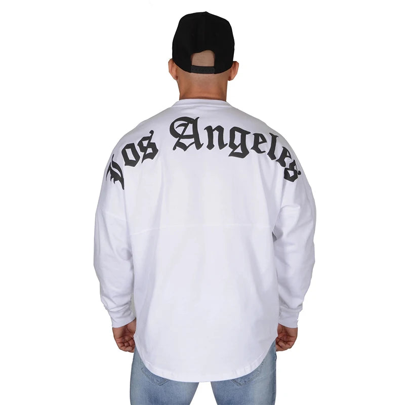 Men’s Long Sleeve Letter Print T-Shirt  in White_Front View