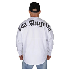 Men’s Long Sleeve Letter Print T-Shirt  in White_Front View