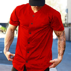 Men’s Oversized Gym T-Shirt Loose Fit Red_Front View