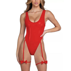 Crimson Muse Bow Strap Bodysuit | Rave Set
