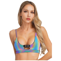 Holo Dream Buckle Crop Top | Rave Set