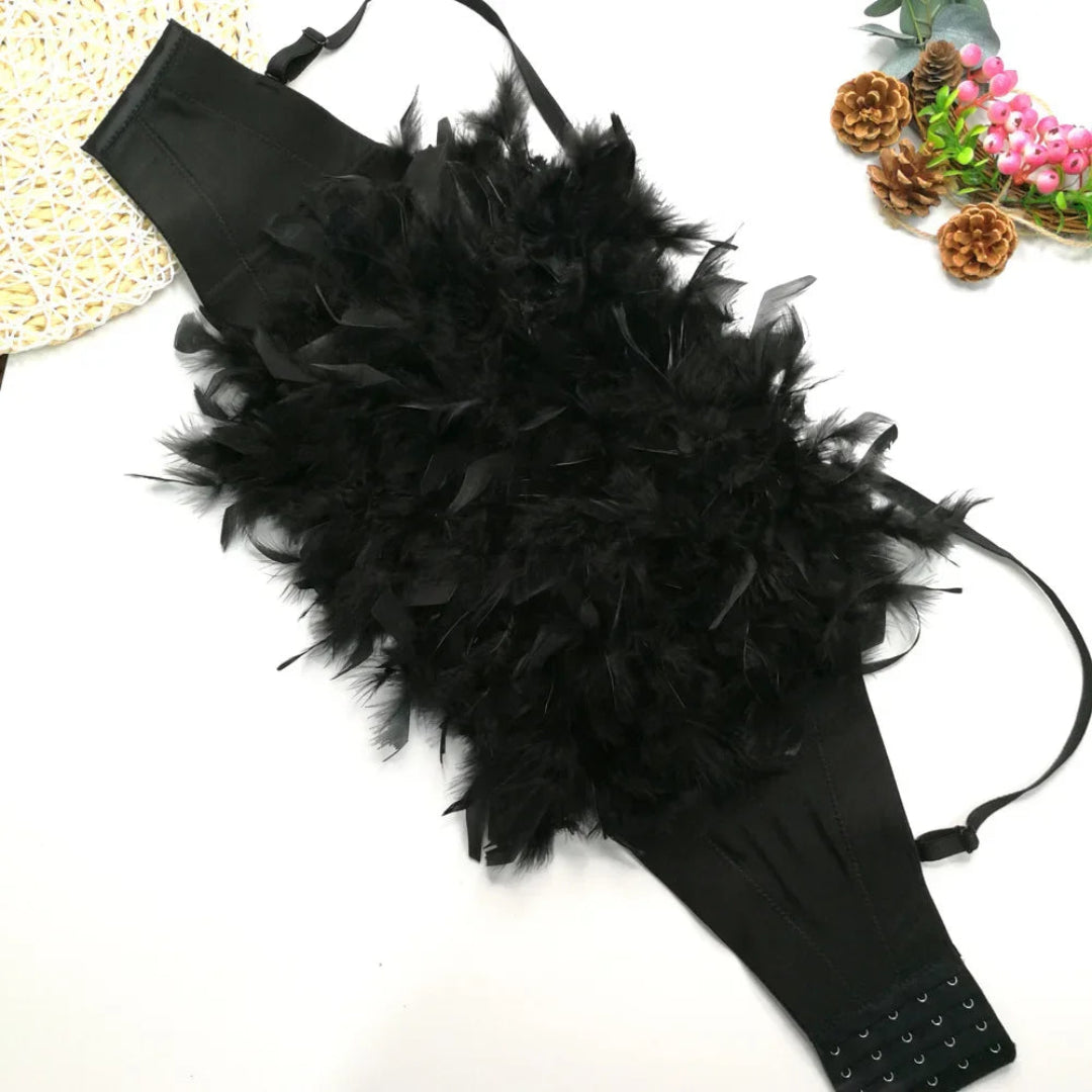 Full Feather Bustier Crop Top for Women | Rave Set