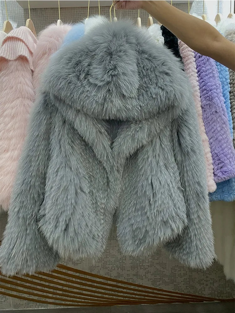 Moon Ash Hooded Faux Fur Jacket | Rave Set