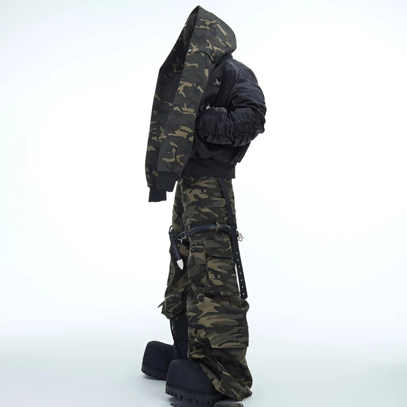 Camouflage Belted Cargo Pants for Men_Side View