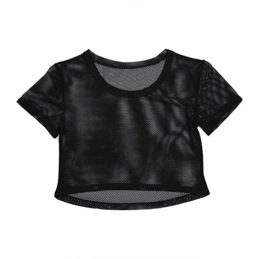MeshMotion Women's Black Sheer Top | Rave Set