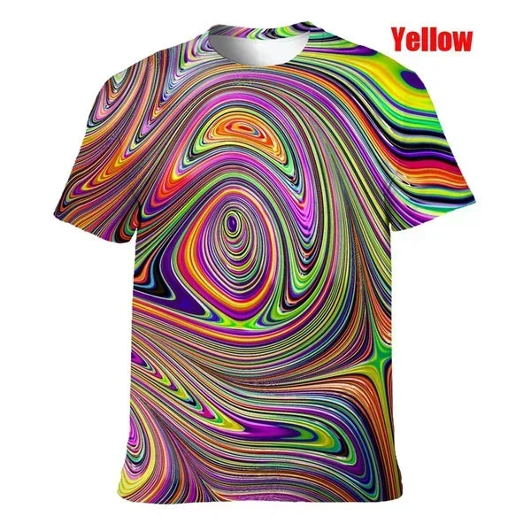 Yellow Swirl 3D Psychedelic Tee | Rave Set