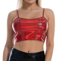 Crimson Flash Reflective Crop Top | Rave Set