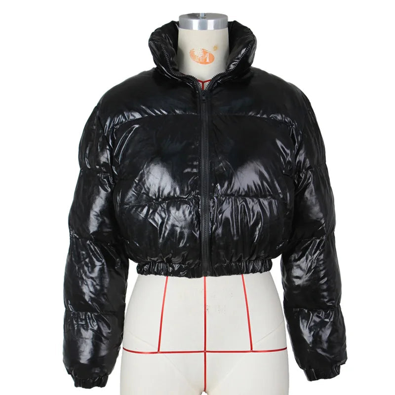 Noir Luxe Metallic Puffer Jacket | Rave Set