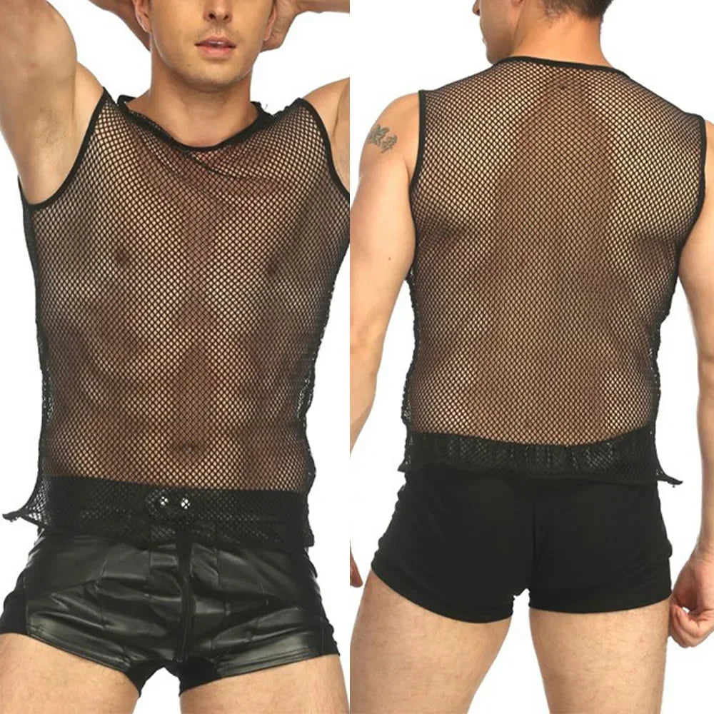 Slim Fit Mesh Sleeveless Shirt for Men | Rave Set