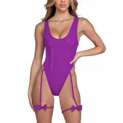 Fuchsia Flame Bow Strap Bodysuit | Rave Set