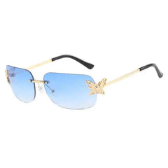 Sky Flutter Blue Rimless Shades | Rave Set