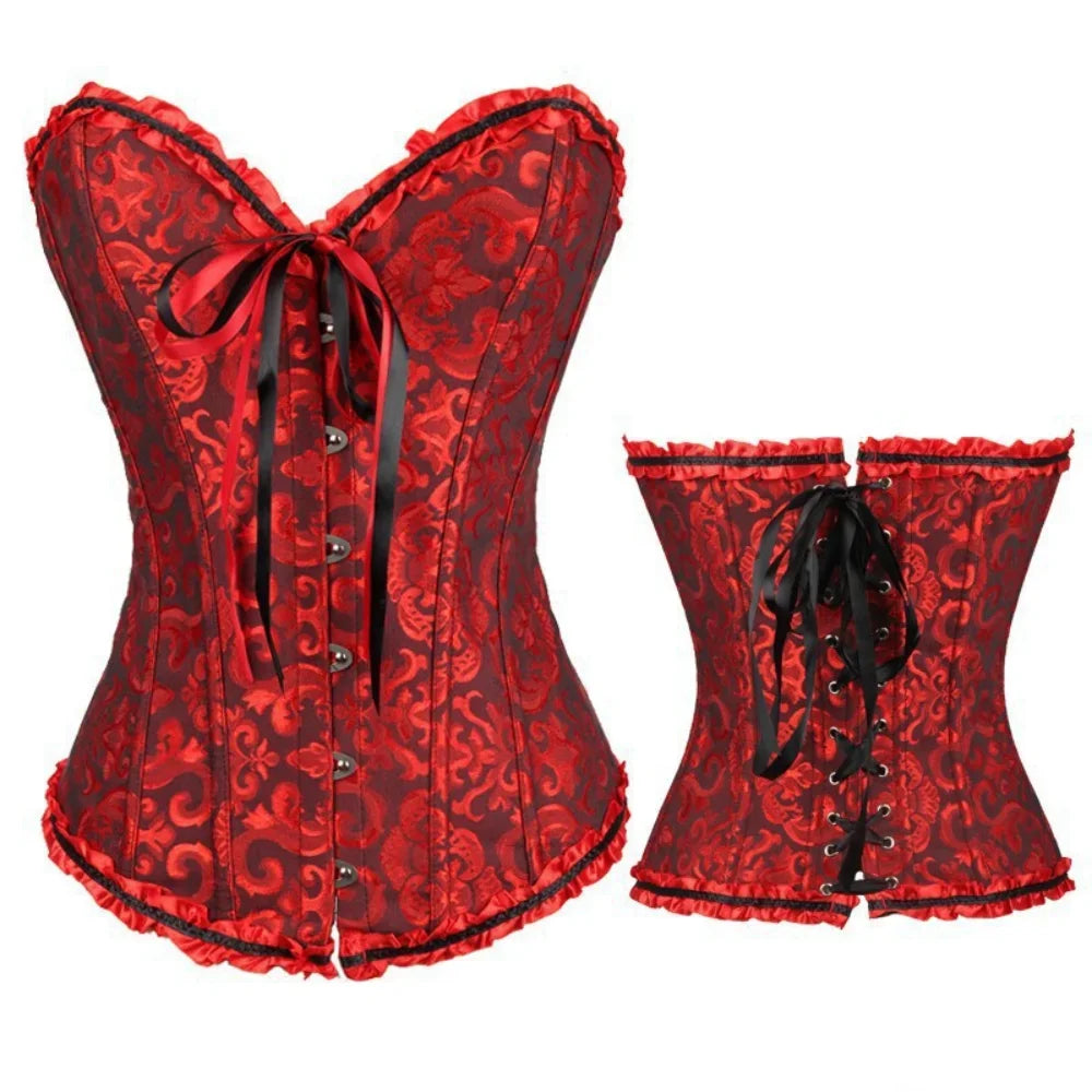 Scarlet Enchantress Brocade Corset Top | Rave Set