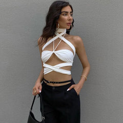 Celestial Cross Wrap Halter Top | Rave Set
