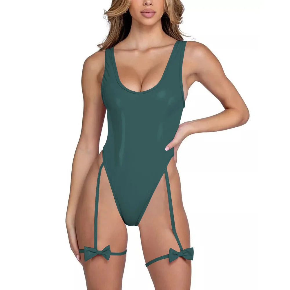 Emerald Vibe Bow Strap Bodysuit | Rave Set