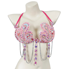Rainbow Stone Wire Bralette Top for Women Pink | Rave Set