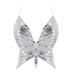 Eyes on Me Women's Silver Butterfly Top | Rave Set