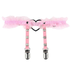 Pink Ruffled Heart Thigh Garter | Rave Set