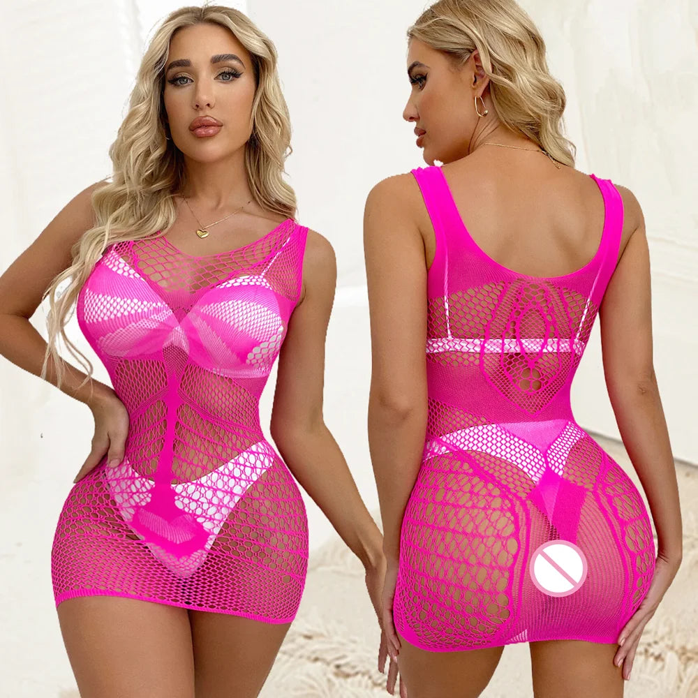 Electric Rose Mesh Mini Dress | Rave Set