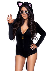 Hooded Cat Costume Romper for Women | Rave Set