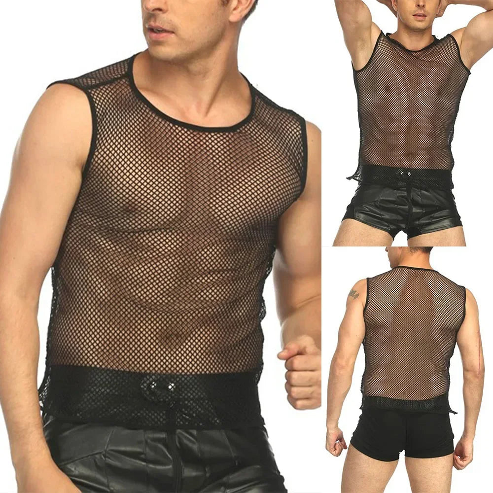 Slim Fit Mesh Sleeveless Shirt for Men | Rave Set