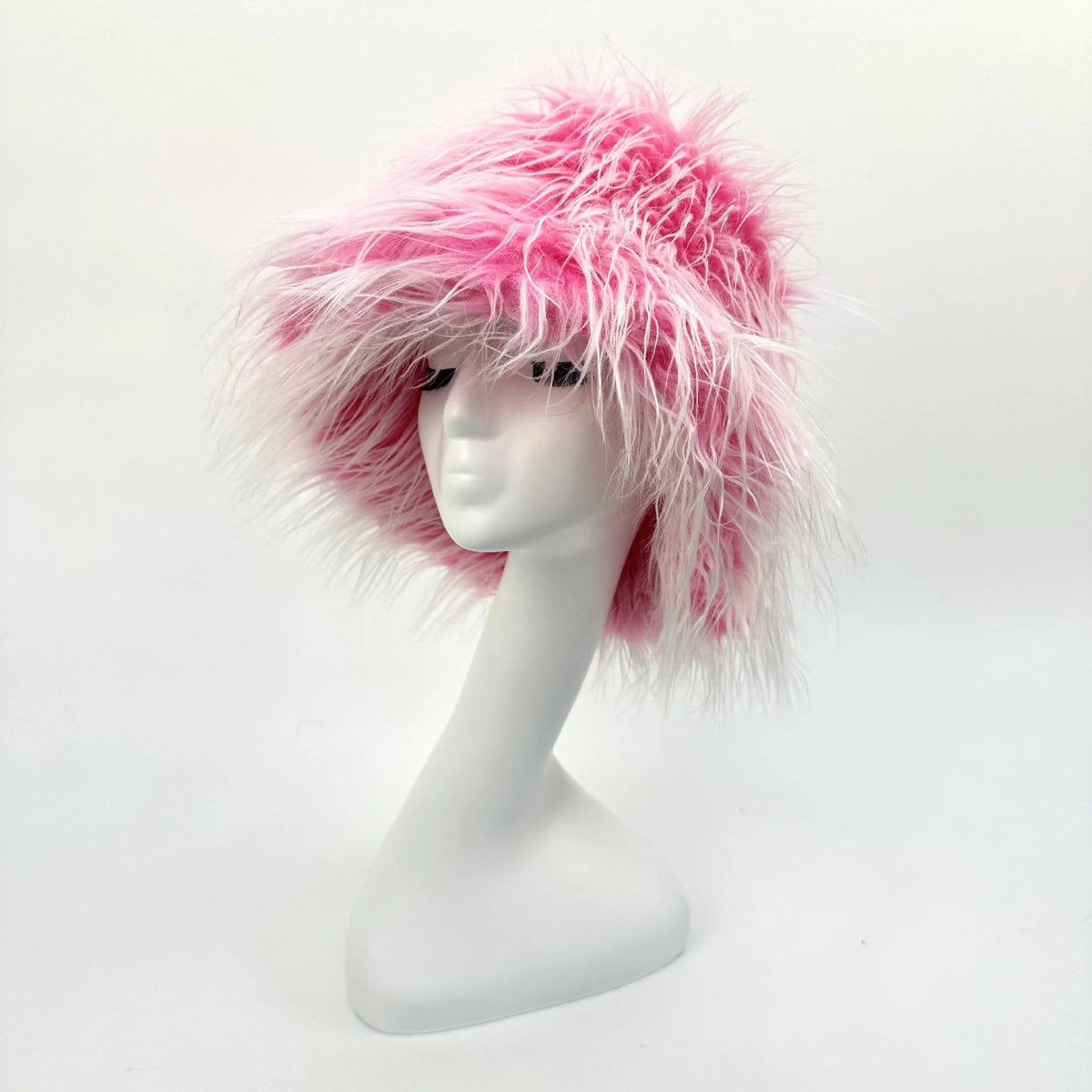 FrostFlare Pink Fur Bucket Hat | Rave Set