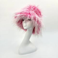 FrostFlare Pink Fur Bucket Hat | Rave Set