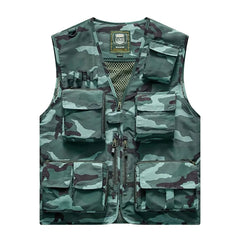 Multi-Pocket  Mesh Photography Vest for Men in Camouflage_Front View