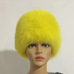 Soft Yellow Faux Fur Winter Hat | Rave Set