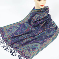 Unisex Navy Paisley Luxe Pashmina Shawl | Rave Set