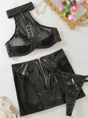 Transparent Halter Neck Lingerie Set for Women_Back View