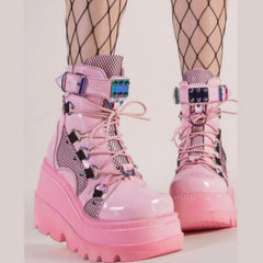 Bold Edge Platform Boots for Women Pink | Rave Set
