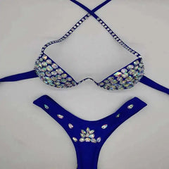 Sparkle Steel Cup Bikini set for Women Blue_Front View