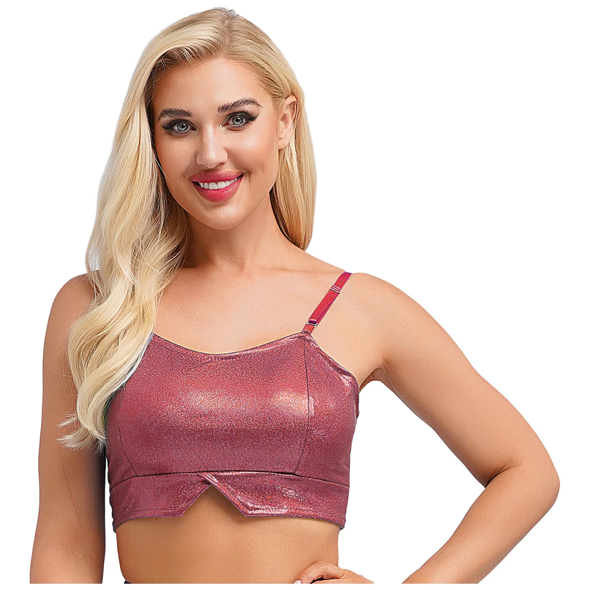 Rose Radiance Metallic Crop Top | Rave Set