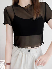 Midnight Veil Women’s Mesh Top | Rave Set