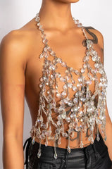 Crystal Cascade Women’s Chain Fringe Top | Rave Set