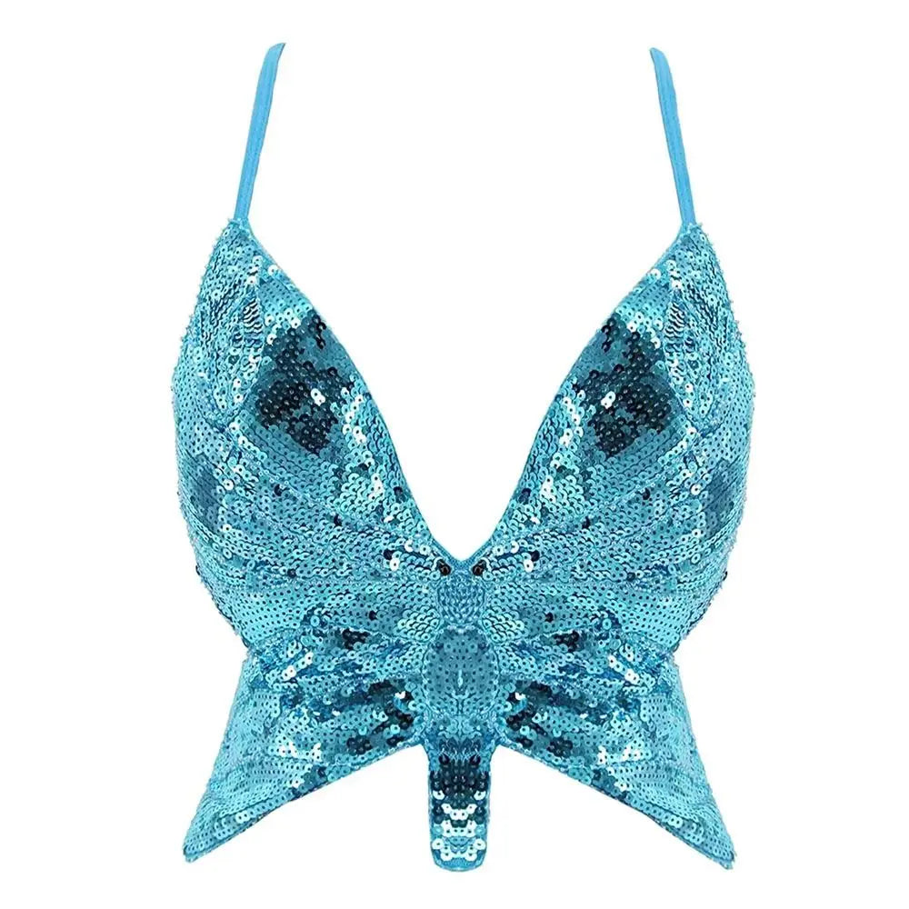 Eyes on Me Women's Blue Butterfly Top | Rave Set