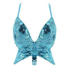 Eyes on Me Women's Blue Butterfly Top | Rave Set